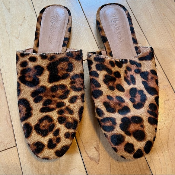 Madewell Shoes - Madewell Leopard Print Calf Hair Slip on Mules size seven